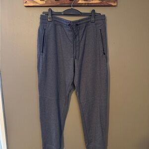 Gray Tapered Sweatpants with Elastic Waistband